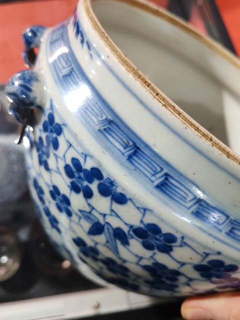 古玩陶瓷青花四系粥罐真品鑒賞圖