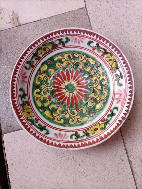 古玩陶瓷五彩花卉紋盤拍賣，當前價格1800元