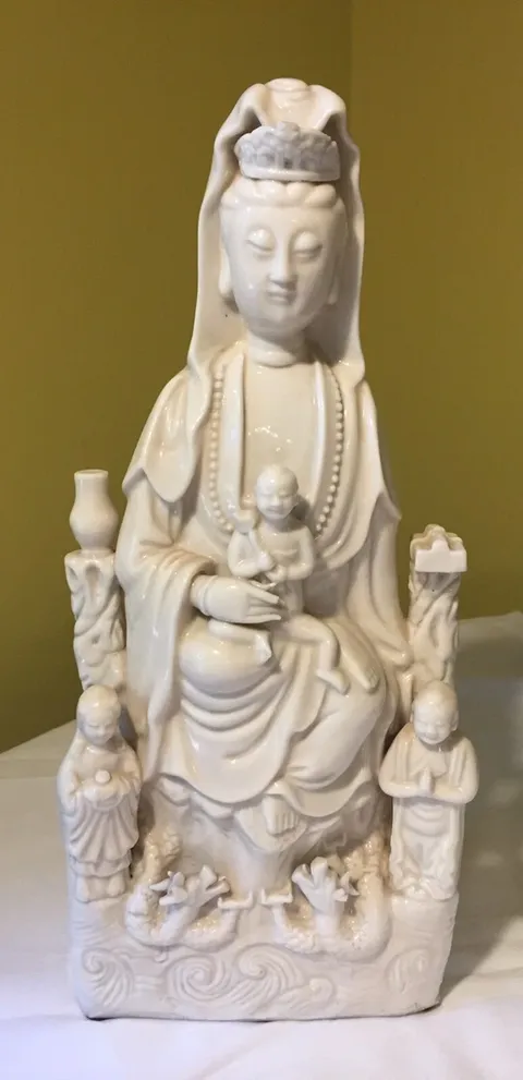 古玩陶瓷德化白瓷送子觀音造像真品鑒賞圖