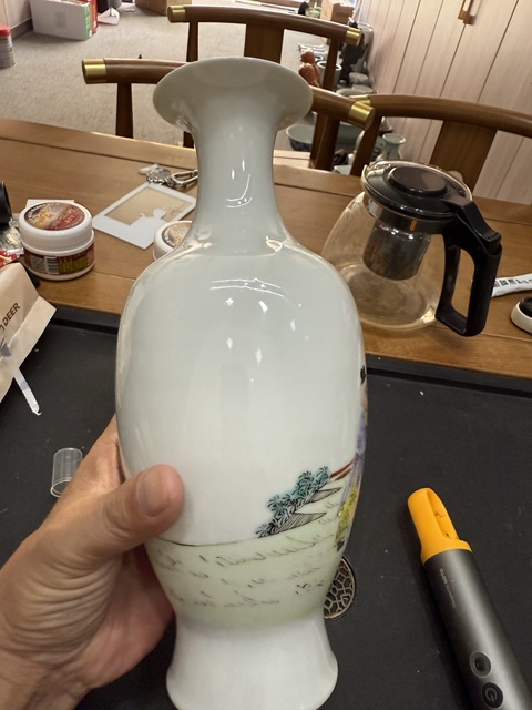 古玩陶瓷粉彩人物故事觀音瓶真品鑒賞圖