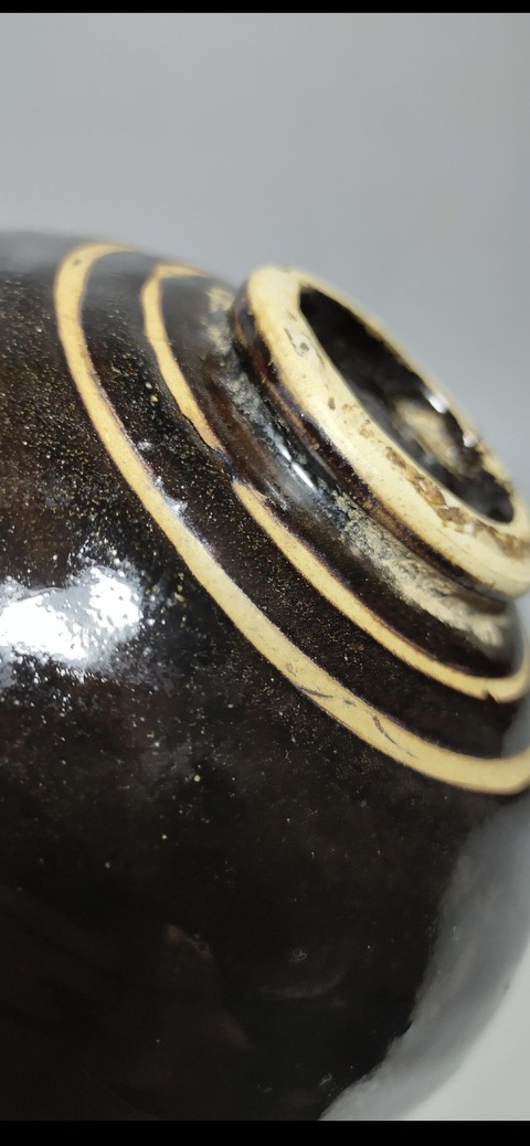 古玩陶瓷元末明初時期黑釉碗真品鑒賞圖