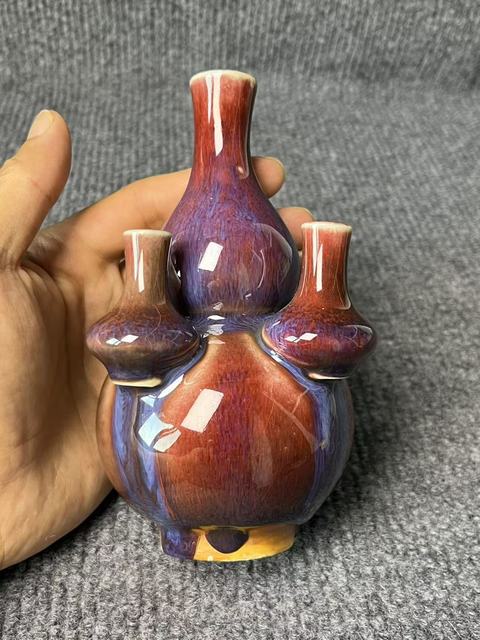 古玩陶瓷民國·窯變釉五孔瓶 真品鑒賞圖