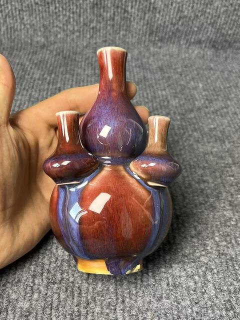 古玩陶瓷民國·窯變釉五孔瓶 真品鑒賞圖