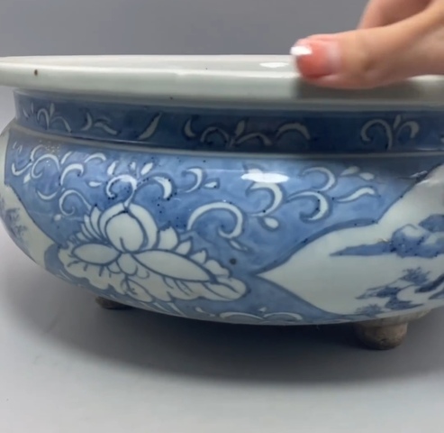 古玩陶瓷德化窯青花香爐拍賣，當前價格8600元