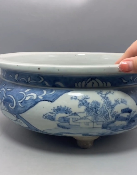 古玩陶瓷德化窯青花香爐拍賣，當前價格8600元