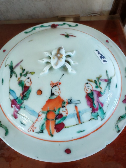 古玩陶瓷粉彩麒麟送子圖粥罐真品鑒賞圖