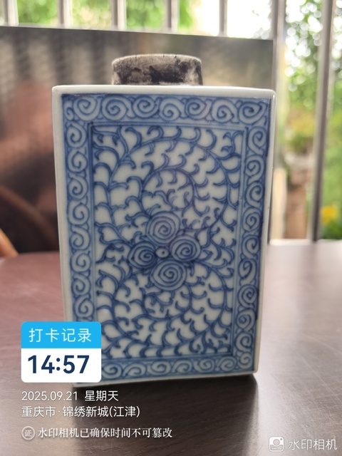 古玩陶瓷纏枝花卉紋青花茶葉罐真品鑒賞圖