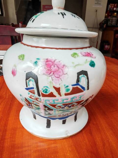 古玩陶瓷粉彩博古圖蓋罐真品鑒賞圖