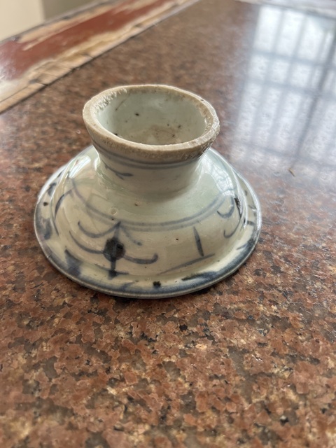 古玩陶瓷清中花卉紋高足盤真品鑒賞圖