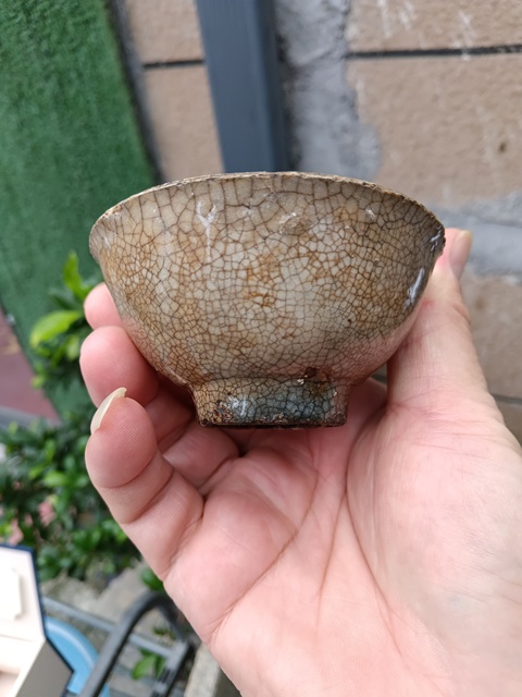 古玩陶瓷明末清初哥釉杯拍賣，當前價格1980元