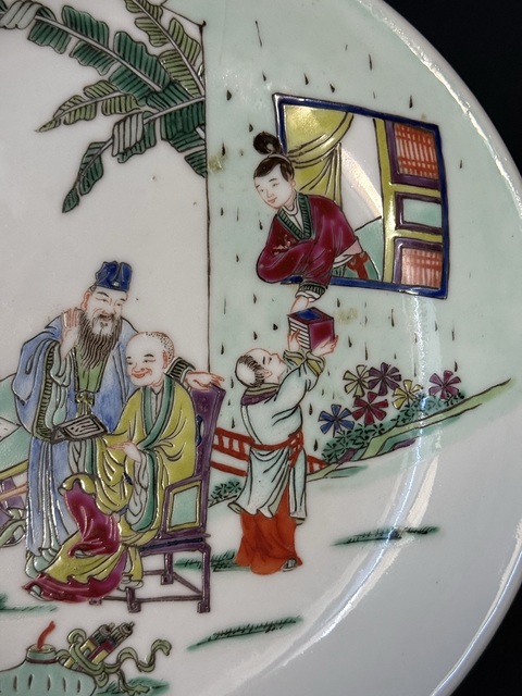 古玩陶瓷晚清·仿雍粉人物故事盤,雍正六字青花款拍賣,當(dāng)前價(jià)格3500元
