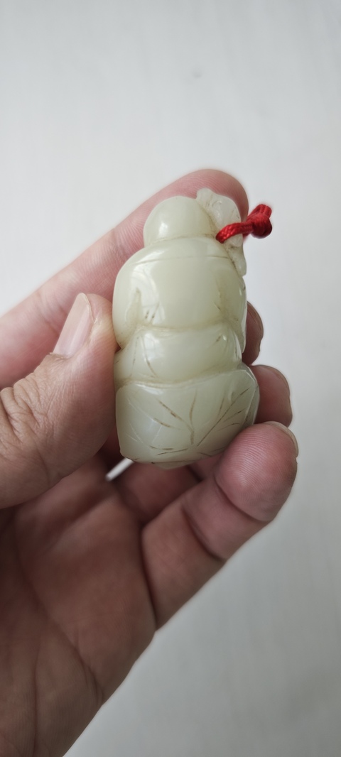 古玩玉器和田玉壽星題材掛件真品鑒賞圖