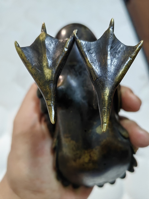 古玩銅器鴨型銅香薰真品鑒賞圖