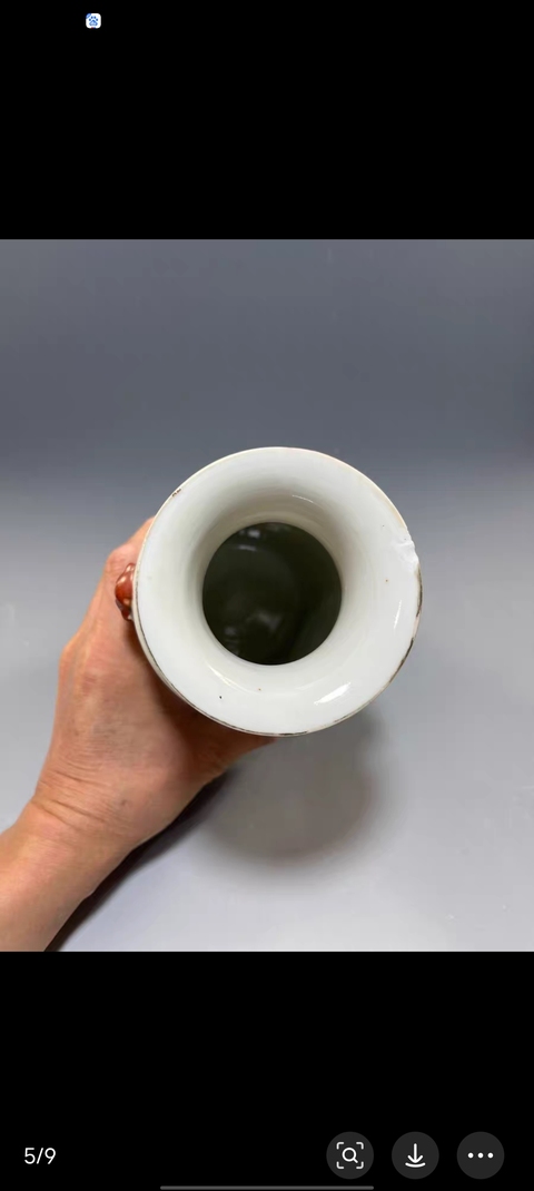 古玩陶瓷粉彩人物故事雙耳瓶真品鑒賞圖
