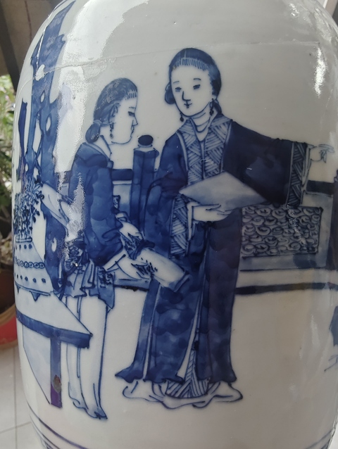 古玩陶瓷青花人物棒槌瓶真品鑒賞圖