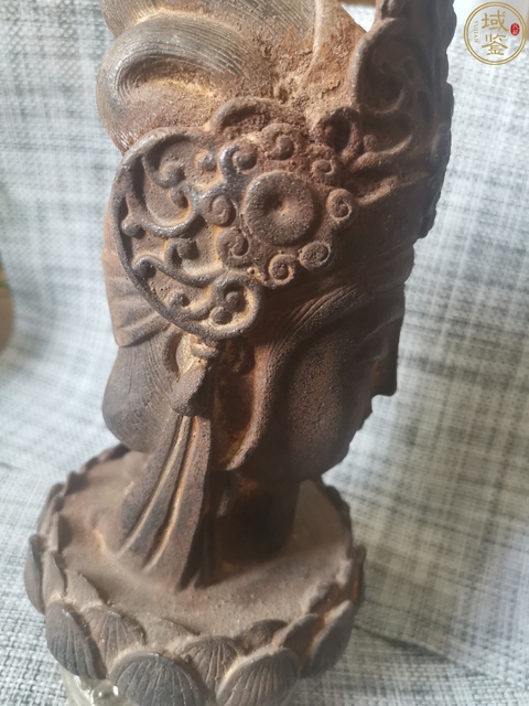 古玩銅器銅菩薩佛首真品鑒賞圖