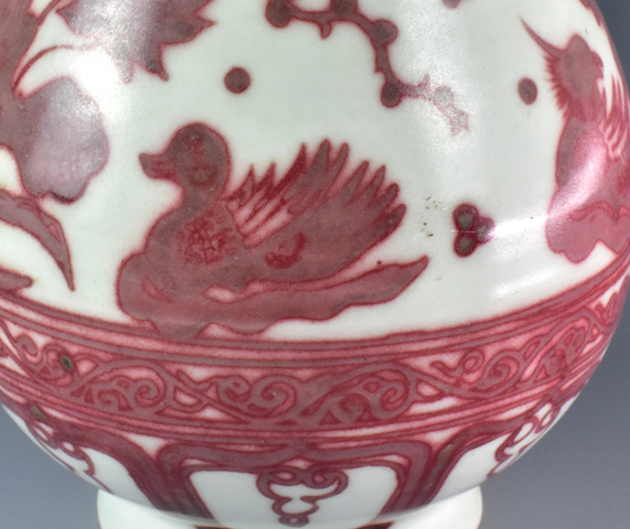 古玩陶瓷 釉里紅玉壺春瓶殘器修復件真品鑒賞圖