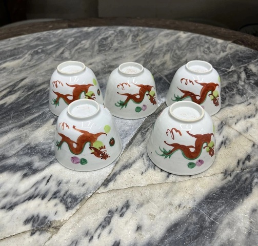 古玩陶瓷粉彩龍鳳紋杯拍賣,當前價格888元