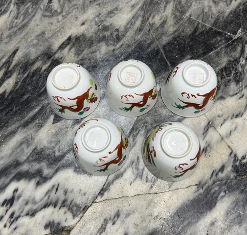 古玩陶瓷粉彩龍鳳紋杯拍賣,當前價格888元