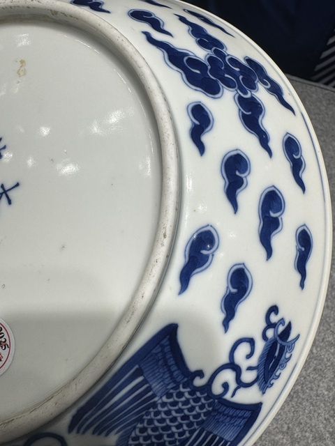 古玩陶瓷青花鸞鳳和鳴盤，注意品相真品鑒賞圖