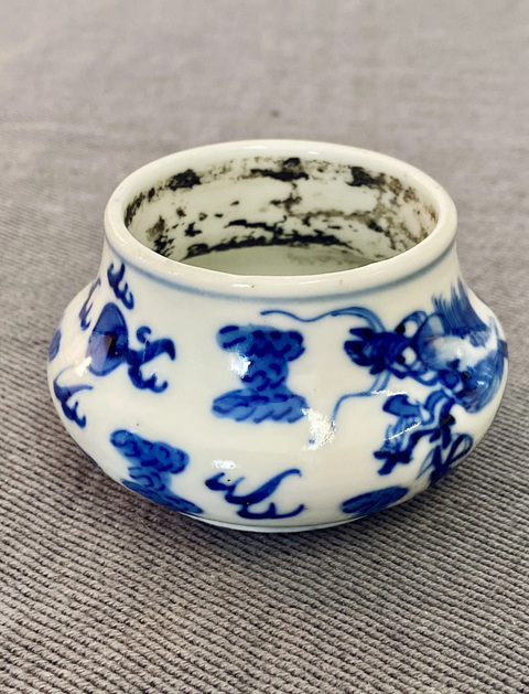 古玩陶瓷清光緒 青花龍紋水盂真品鑒賞圖