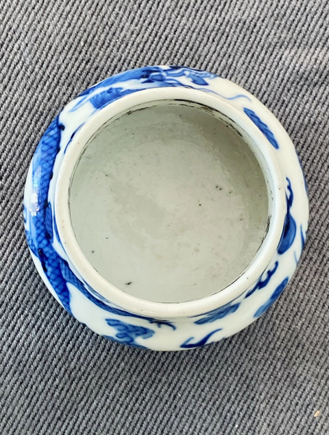 古玩陶瓷清光緒 青花龍紋水盂真品鑒賞圖