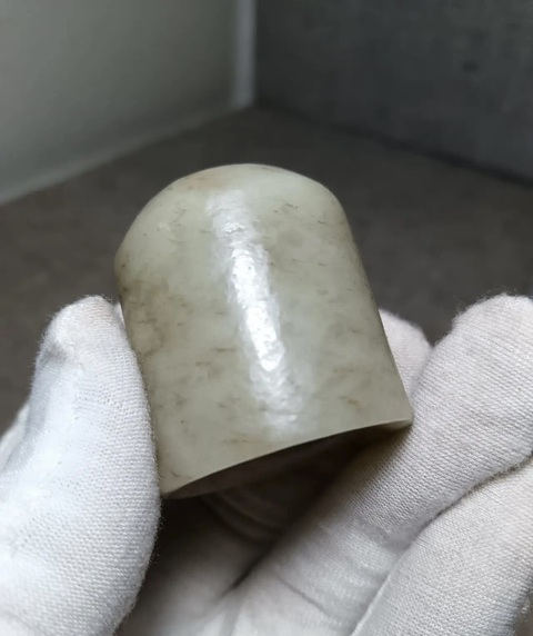 古玩玉器和田玉雕“素紋扳指”真品鑒賞圖