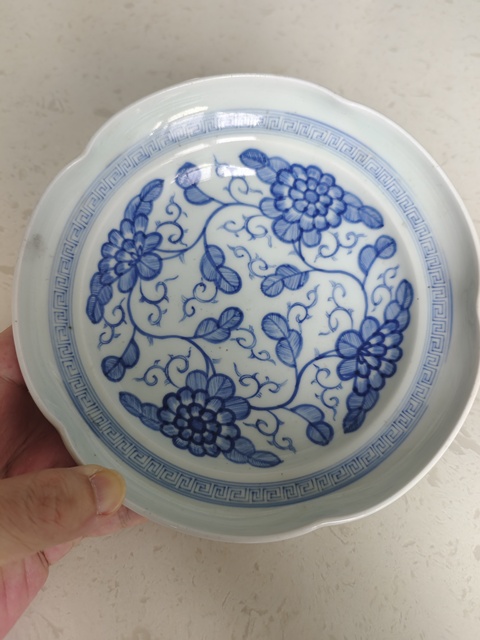 古玩陶瓷日本明治青花花卉紋高足盤拍賣,當前價格498元