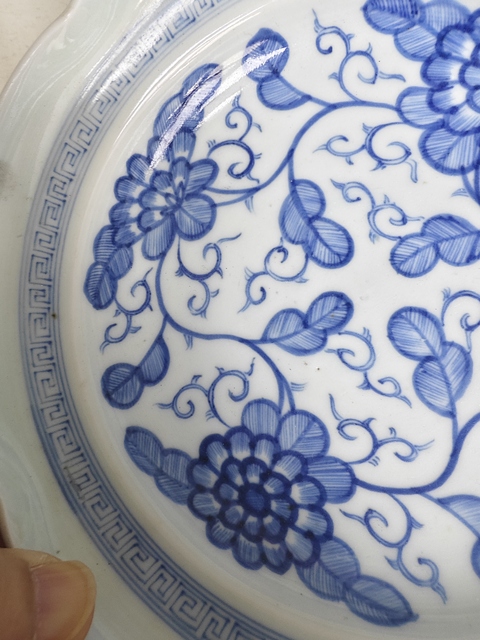 古玩陶瓷日本明治青花花卉紋高足盤拍賣,當前價格498元