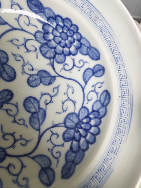 古玩陶瓷日本明治青花花卉紋高足盤拍賣,當前價格498元