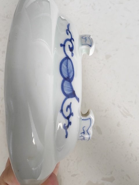 古玩陶瓷日本明治青花花卉紋高足盤拍賣,當前價格498元