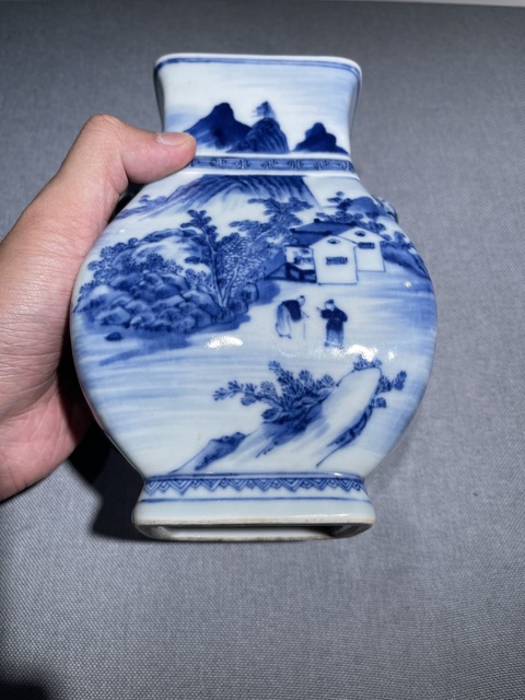 古玩陶瓷清雍正 青花山水象耳瓶拍賣,當(dāng)前價(jià)格89800元