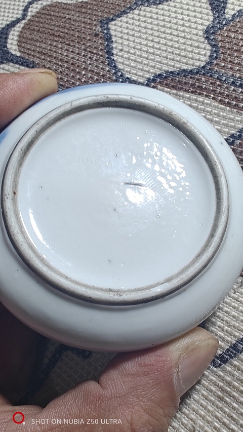 古玩陶瓷青花安居樂業圖水盂真品鑒賞圖