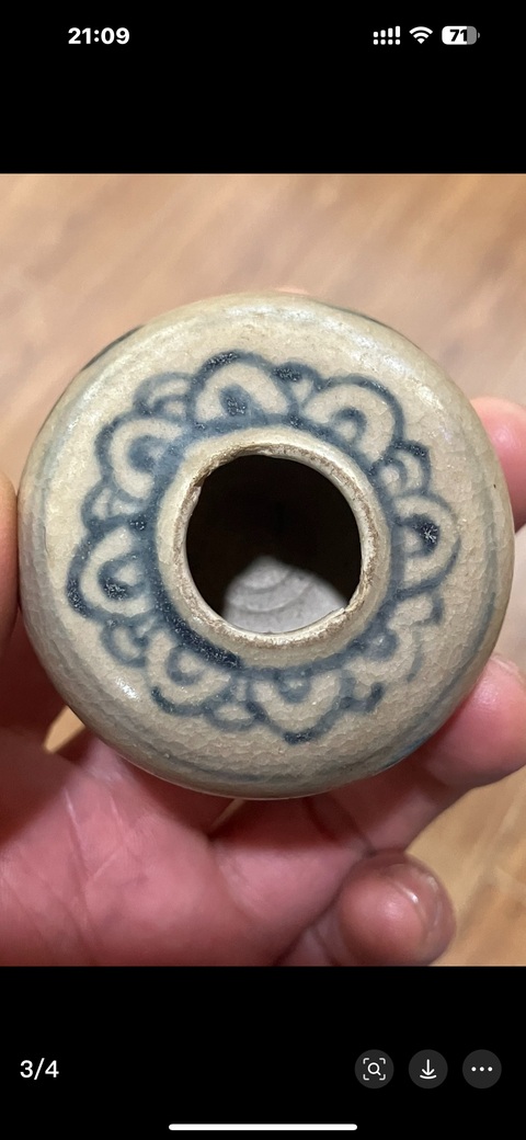 古玩陶瓷青花花鳥(niǎo)紋水盂真品鑒賞圖