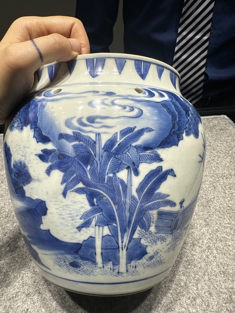 古玩陶瓷青花人物故事紋粥罐，注意品相真品鑒賞圖