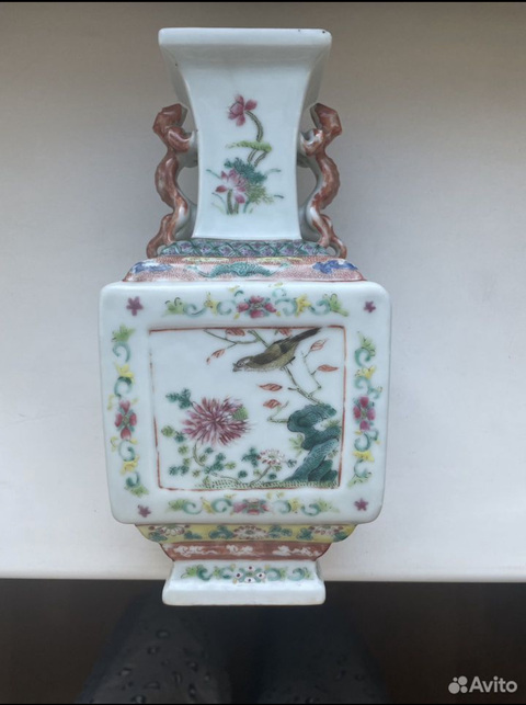 古玩陶瓷花鳥紋粉彩瓶真品鑒賞圖