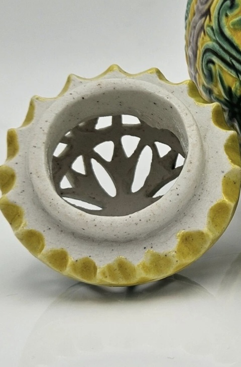 古玩陶瓷粉彩鏤空香薰真品鑒賞圖