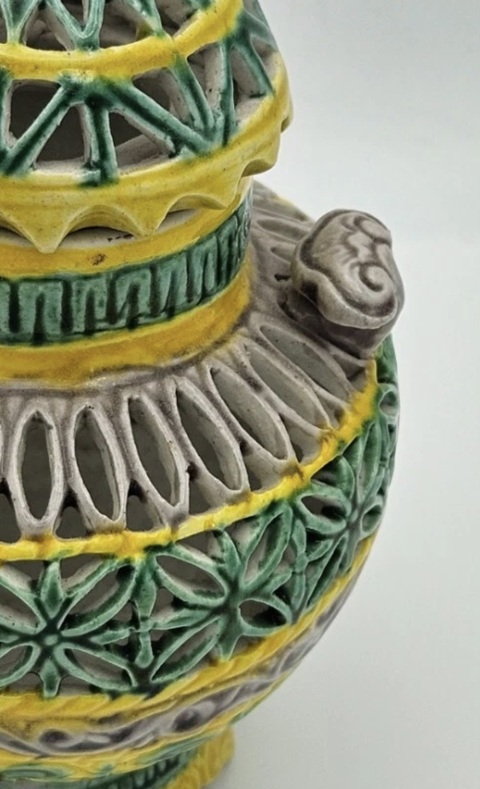 古玩陶瓷粉彩鏤空香薰真品鑒賞圖