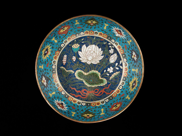 古玩銅器景泰藍碗真品鑒賞圖