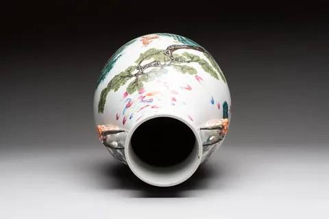 古玩陶瓷粉彩十八鹿封侯紋鹿頭尊真品鑒賞圖