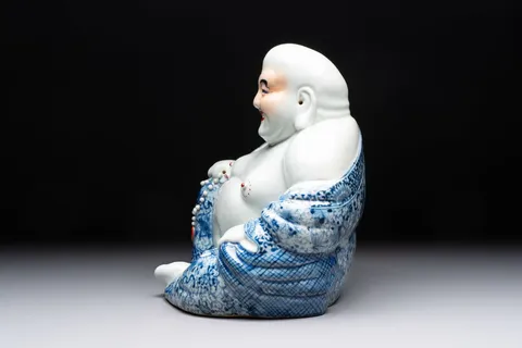 古玩陶瓷彌勒佛青花塑像真品鑒賞圖