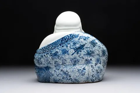 古玩陶瓷彌勒佛青花塑像真品鑒賞圖