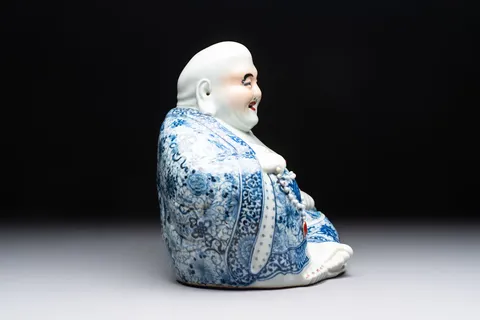 古玩陶瓷彌勒佛青花塑像真品鑒賞圖