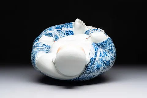 古玩陶瓷彌勒佛青花塑像真品鑒賞圖