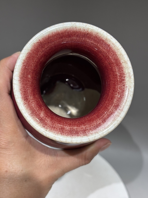 古玩陶瓷郎紅釉燈籠瓶真品鑒賞圖