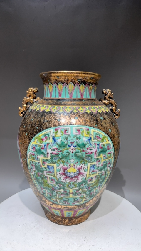古玩陶瓷古銅彩夔龍紋尊真品鑒賞圖