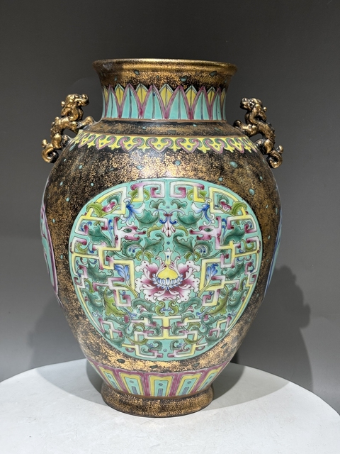 古玩陶瓷古銅彩夔龍紋尊真品鑒賞圖