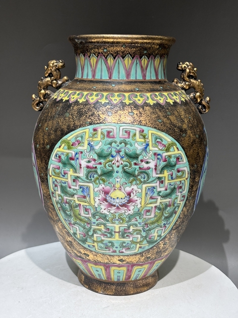 古玩陶瓷古銅彩夔龍紋尊真品鑒賞圖