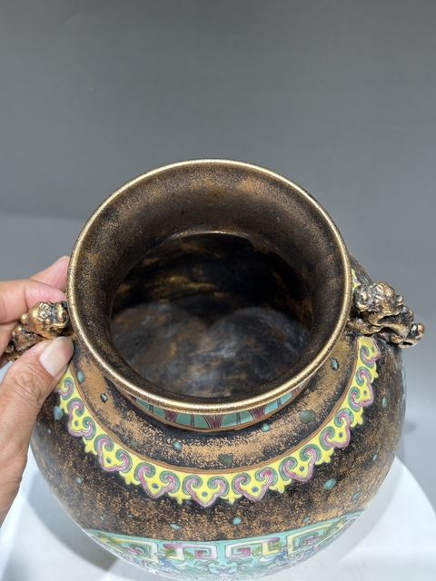 古玩陶瓷古銅彩夔龍紋尊真品鑒賞圖