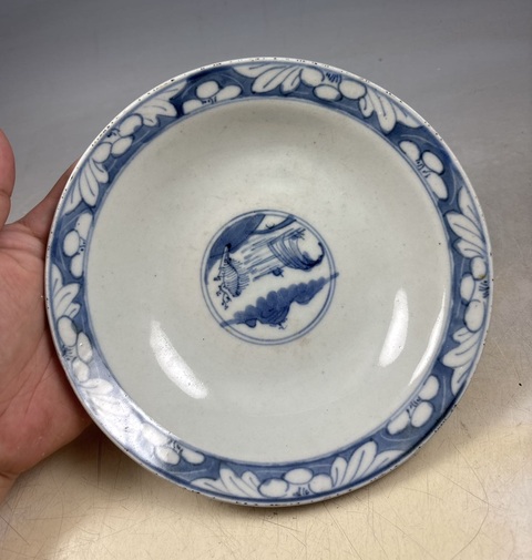 古玩陶瓷清晚期.青花三星高照折沿碗拍賣，當前價格650元